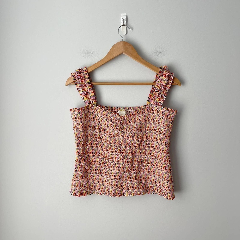 Anthropologie Maeve Women's Multicolor Smocked Cotton Top Size Large